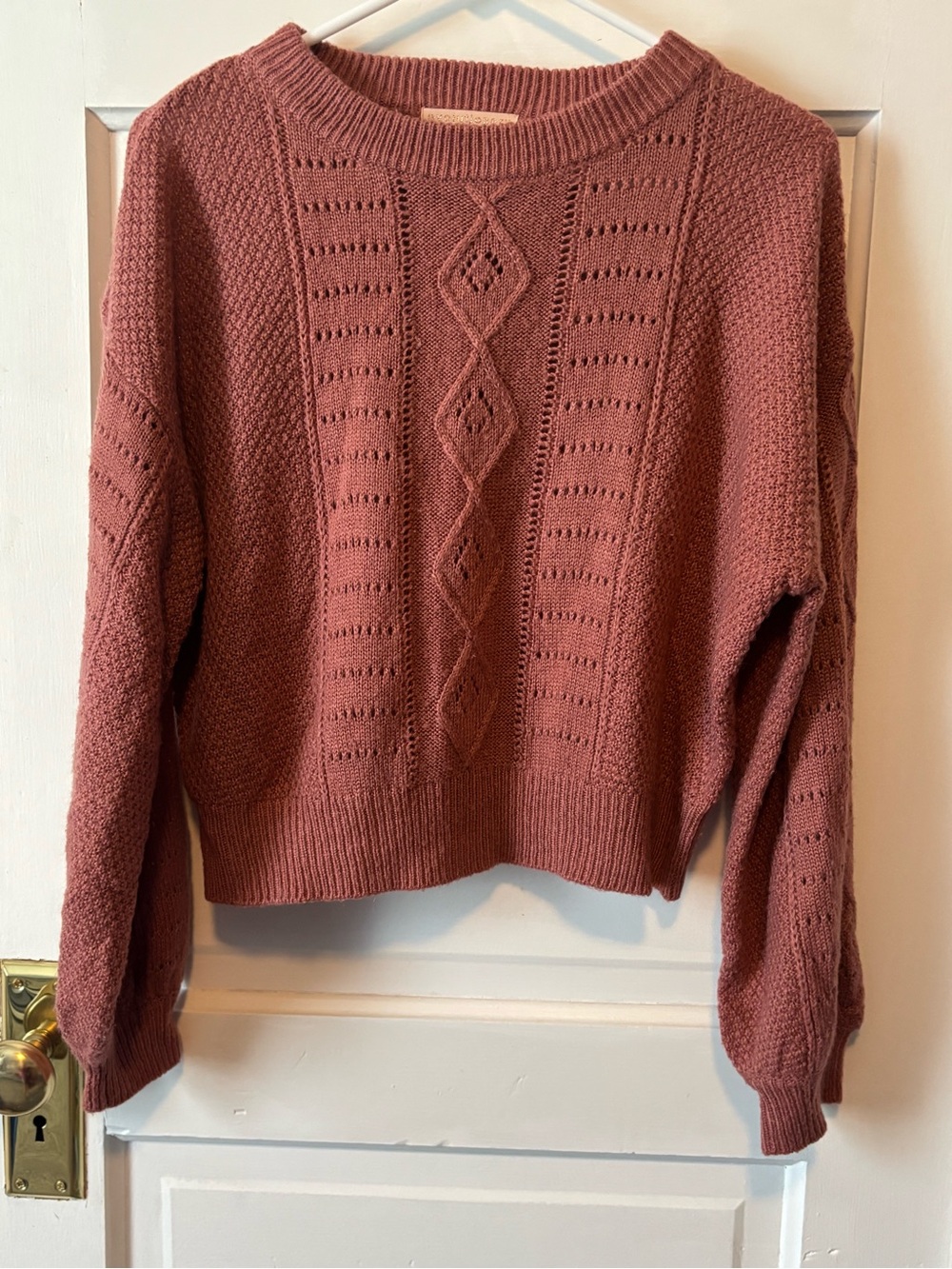 Women's Dusty Rose Knit Sweater - Soft Cable Detail